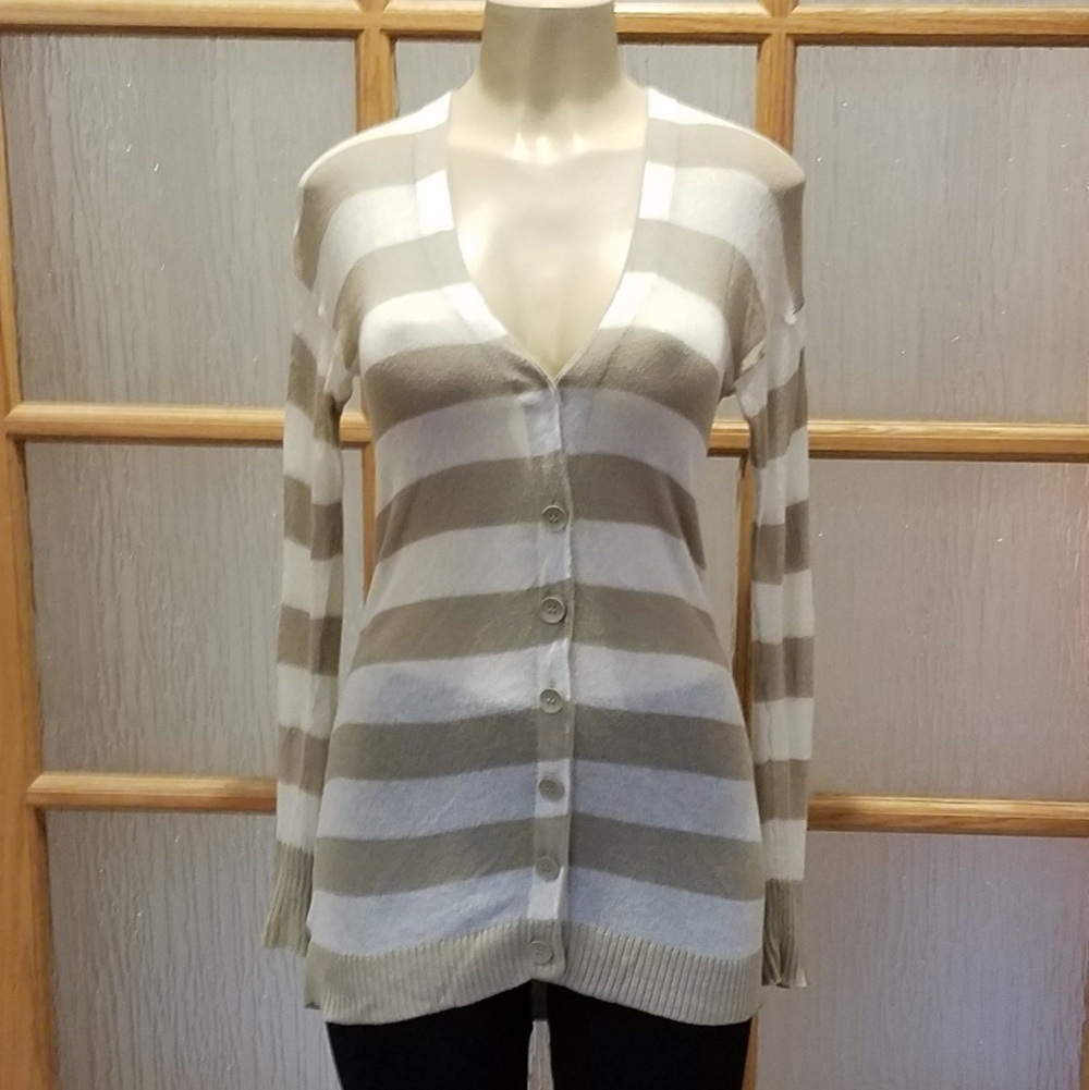 CASLON Striped Sheer Cotton Cardigan
